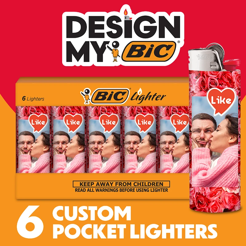 set 6 designer bic lighters